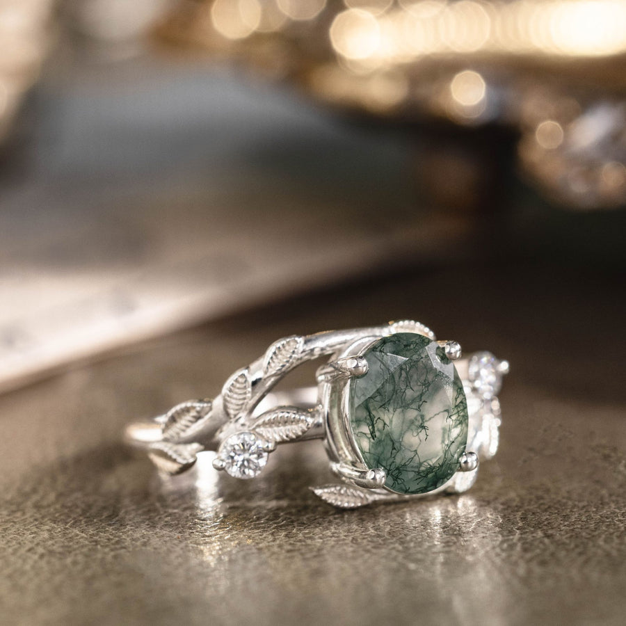 viola-oval-moss-agate-diamond-accent-leaf-setting-engagement-ring-rustic-and-main