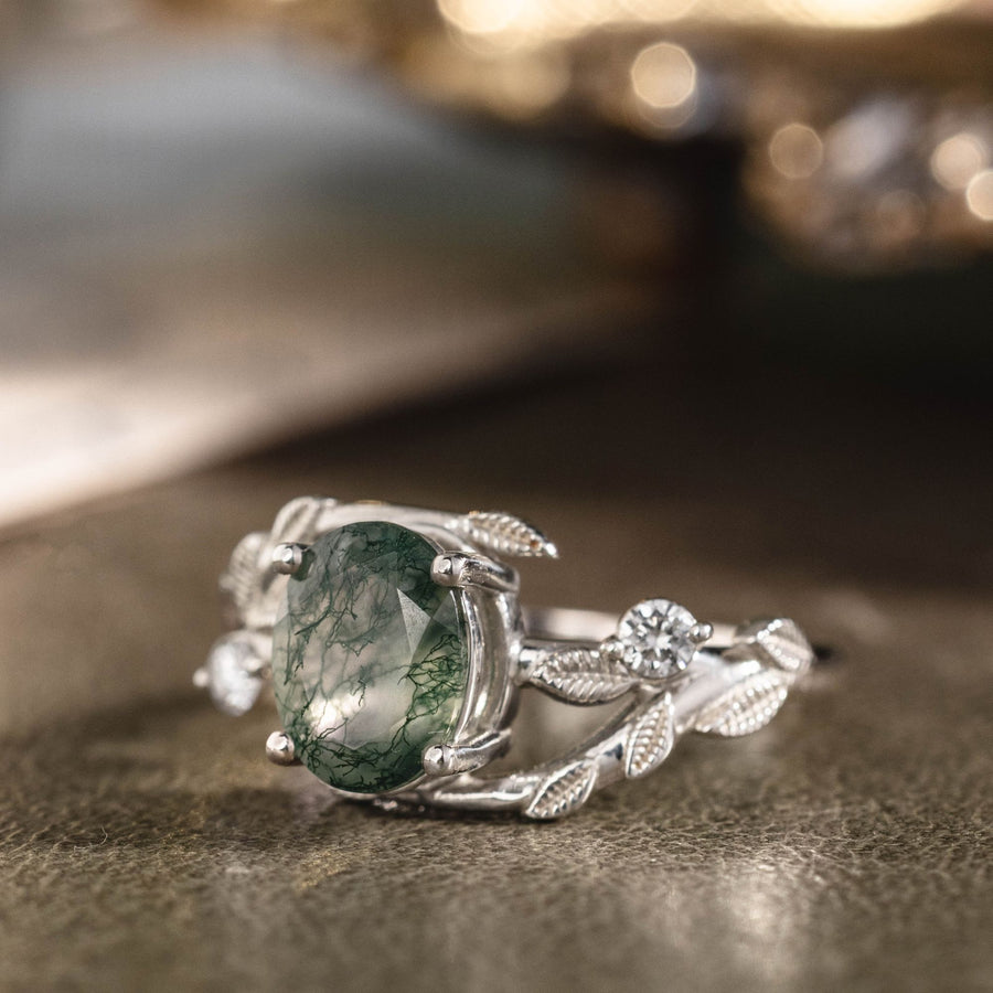 viola-oval-moss-agate-diamond-accent-leaf-setting-engagement-ring-rustic-and-main