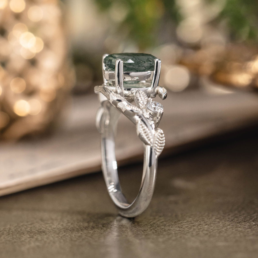viola-oval-moss-agate-diamond-accent-leaf-setting-engagement-ring-rustic-and-main