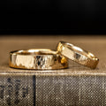 The Willow & Alder - Bark Textured Matching Gold Wedding Ring Set