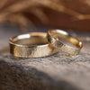 (In-Stock) The Willow | Women's Tree Bark Textured 10k Yellow Gold Wedding Band - Size 4 | 4mm Wide