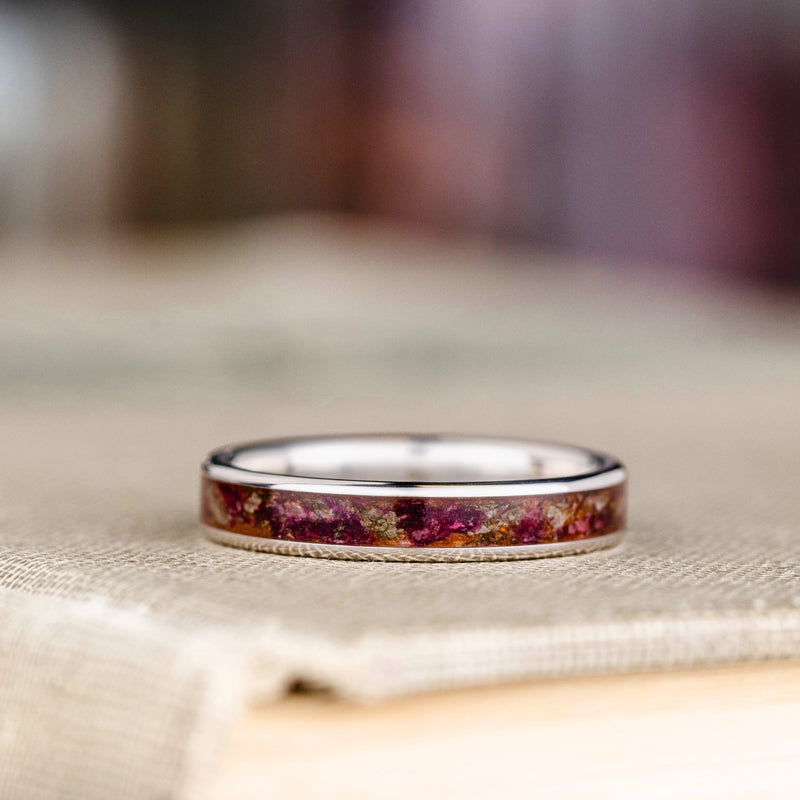Handmade 925 Sterling Silver Floral Ribbon Ring - Solid Punctured Design