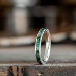 (In-Stock) The Emerald | Sterling Silver and Emerald Ring - Size 6.75 | 3mm Wide