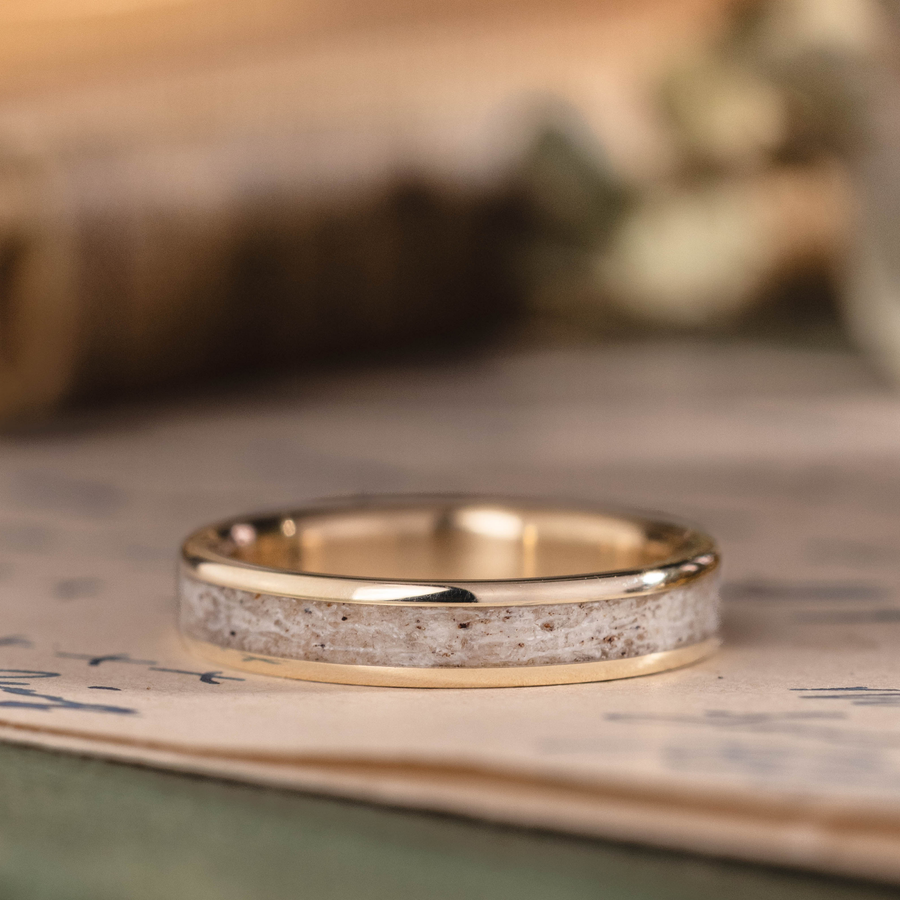 ::Shown in Yellow Gold | 4mm Wide | Medium Antler
