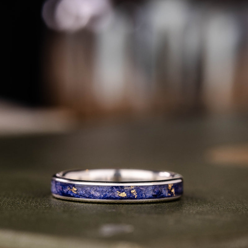 womens-silver-blue-floral-flowers-ring-bachelor-button-blue-unique-gold-flakes-rustic-and-main-the-starry-night