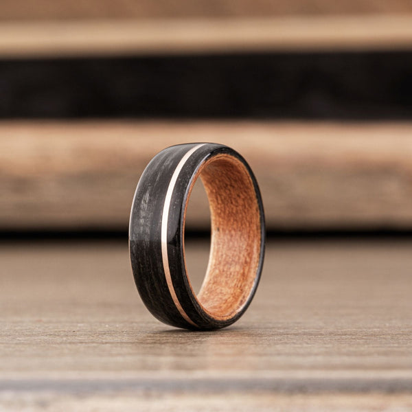 The Moonshine, Wood Inlay Mens Wedding Band