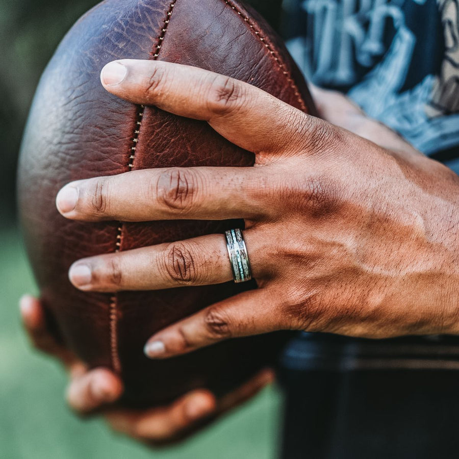 The Huntsman | Men's Titanium Wedding Band with Elk Antler & Turquoise