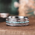 The Huntsman | Men's Titanium Wedding Band with Elk Antler & Turquoise