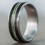 The Interstellar | Men's Titanium Wedding Band with Meteorite Dust and Imperial Diopside