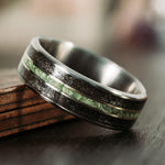 The Interstellar | Men's Titanium Wedding Band with Meteorite Dust and Imperial Diopside