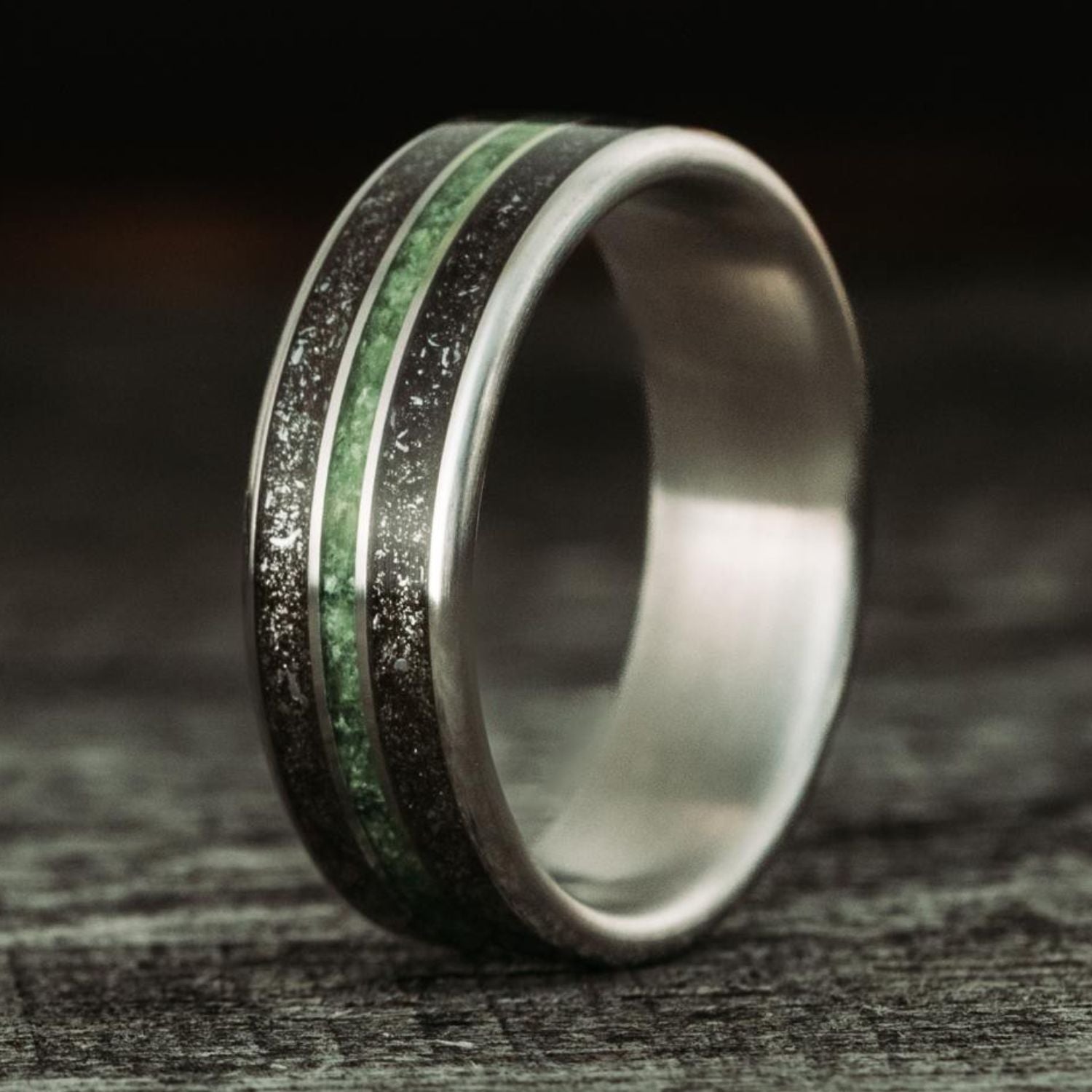 The Interstellar | Men's Titanium Wedding Band with Meteorite Dust and ...