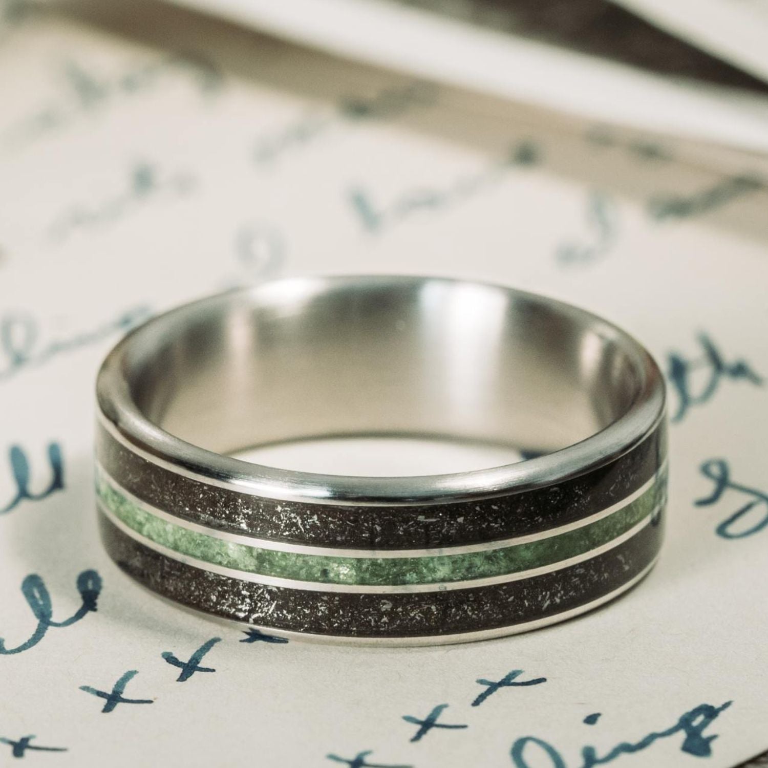 The Interstellar | Men's Titanium Wedding Band with Meteorite Dust and ...