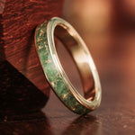 The Erinn | Women's Gold & Green Imperial Diopside Ring with Gold Flakes