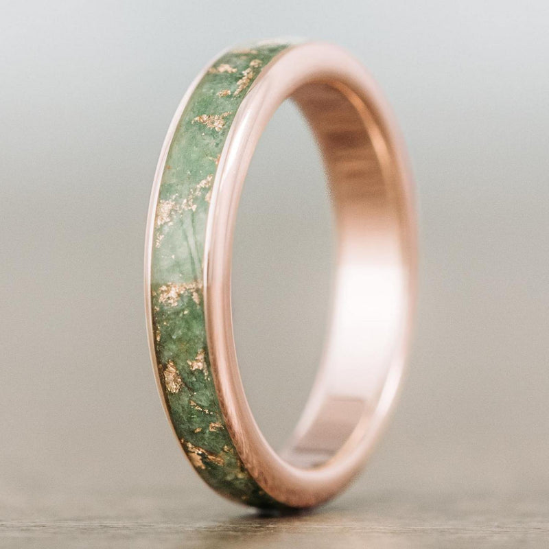 The Erinn | Women's Gold & Green Imperial Diopside Ring with Gold Flakes