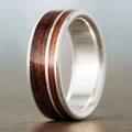 The USS North Carolina | Men's Gold Wedding Band with USS North Carolina Battleship Teak Wood