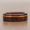 (In-Stock) Antique Walnut & Offset Copper Wood Wedding Band - Size 10 | 8mm Wide