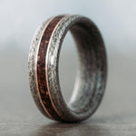 (In-Stock) The Americano | Men's Weathered Maple Wood Wedding Band with Coffee & Bronze Inlays - Size 10.5 | 8mm Wide