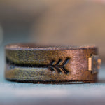 Arrows Leather Ring | Dark Olive
