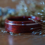 (In-Stock) Bloodwood Ring with Offset Sterling Silver - Size 10 | 8mm Wide