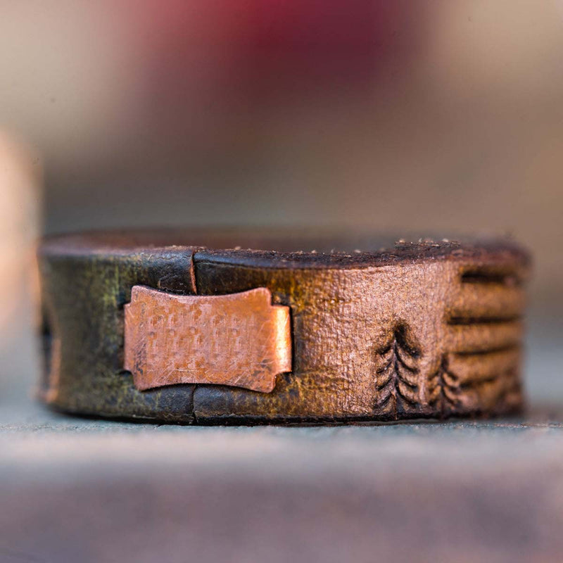 Mountains Leather Ring | Dark Olive