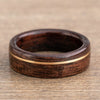 (In-Stock) Antique Walnut & Offset Yellow Gold Wood Wedding Band - Size 12 | 8mm Wide