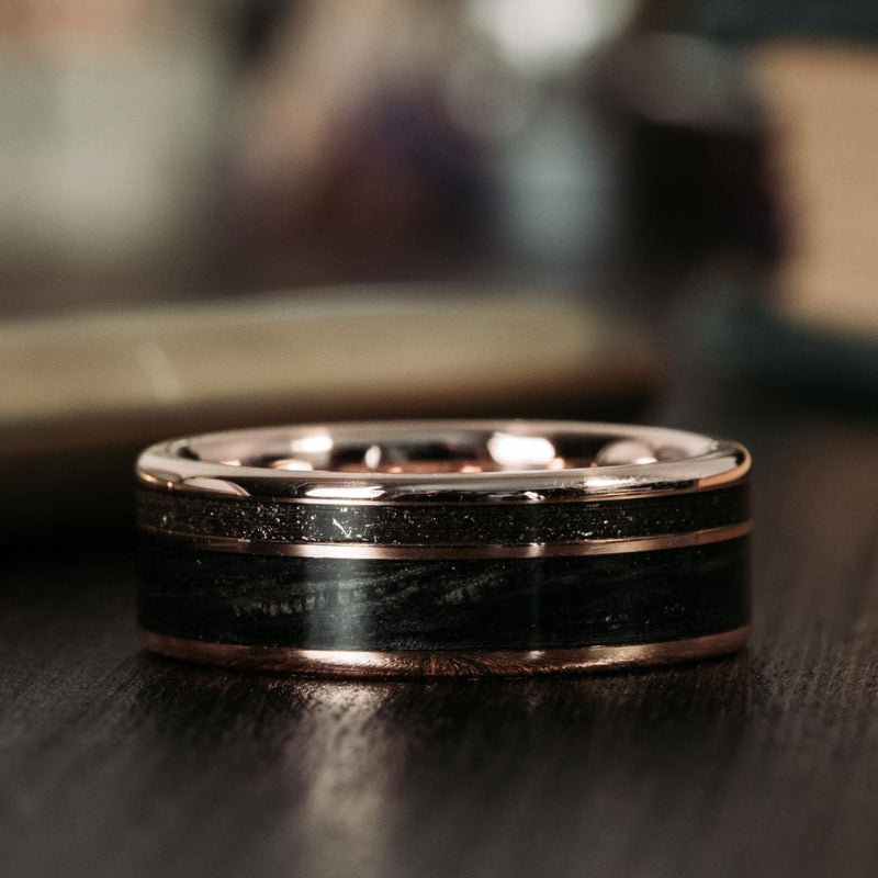 Dark-star-meteorite-weathered-whiskey-barrel-gold-mens-wedding-band