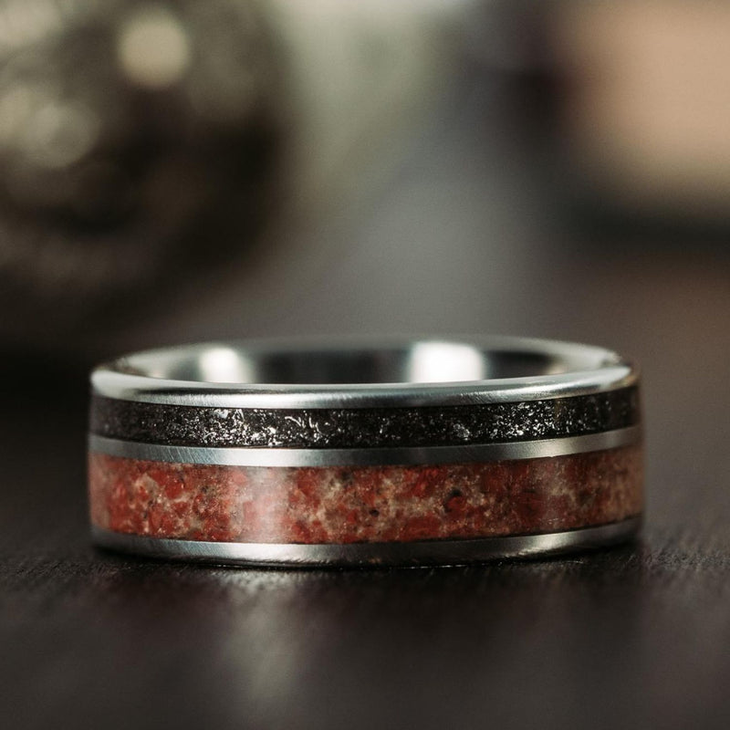 Buy Dinosaur Bone Ring Set, Rough Diamond Engagement Ring & Men's Meteorite  Wedding Band Online in India - Etsy