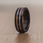 (In Stock) Indian Rosewood Ring & Ancient Douglas Tartan with Dual Rose Gold - Size 11.5 | 9mm Wide