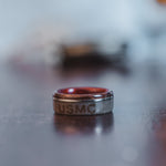 (In-Stock) The Marine Wooden Ring - White Gold - Size 8.5 | 8mm Wide