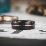 (In Stock) Indian Rosewood Ring & Center White Gold - Size 9.25 | 8mm Wide