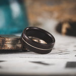 (In Stock) Indian Rosewood Ring & White Gold - Size 10 | 8mm Wide