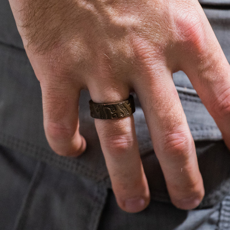 "Join, or Die" Leather Ring | Dark Olive