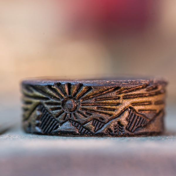 Mountain Scene Titanium Wooden Ring