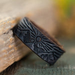 Mountains Leather Ring | Stone Blue