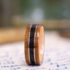(In-Stock) USS New Jersey Teak Wooden Ring, Natural Maple Liner, Infantryman's Uniform & Dual White Gold - Size 8.5/8mm Wide