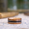 (In-Stock) USS New Jersey Teak Wooden Ring, Natural Maple Liner, Infantryman's Uniform & Dual White Gold - Size 8.5/8mm Wide
