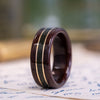 (In Stock) Indian Rosewood Ring with USAF Flight Suit & Dual Brass - Size 11.5 | 9mm Wide