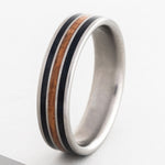 The-Captain-Titanium-Wedding-Band-African-Teak-Weathered-Whiskey-Barrel-Inlays-Size-11-5-6mm-Wide