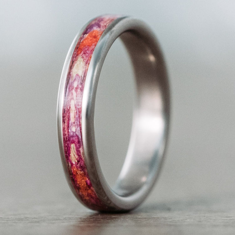 (In-Stock) The Monet | Women's Titanium Floral Wedding Band with Lilies - Size 7 | 4mm Wide