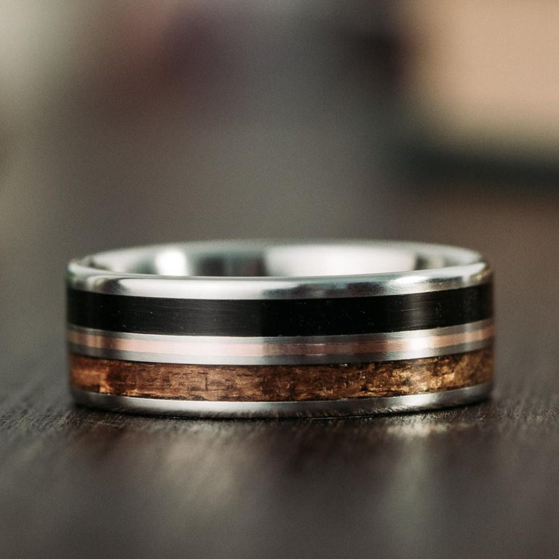 The-Navy-USS-NC-teak-rose-gold-inlay-navy-blue-uniform-titanium-mens-wedding-band