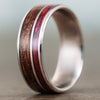 (In-Stock) The Valor | Men's M1 Garand and Purpleheart Wood Titanium Wedding Band - Size 10.5 | 8mm Wide