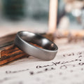 Brushed men's titanium wedding band side view