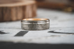 (In-Stock) Weathered Maple Wooden Ring, Natural Maple Liner & Offset Sterling Silver - Size 9.25 | 8mm Wide