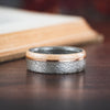 (In-Stock) Weathered Maple Ring - Offset Bronze Inlay & Natural Whiskey Barrel Edge - Size 10 | 8mm Wide