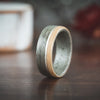 (In-Stock) Weathered Maple Wooden Ring, Offset Sterling Silver & Natural Maple Edge - Size 10 | 8mm Wide