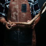 (In-Stock) The Frontiersman Elk Antler and Whiskey Barrel Ring - Copper Inlays - Size 9.25 | 8mm Wide
