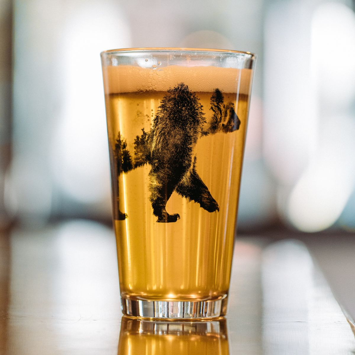 Double Exposure Bear Pint Glasses