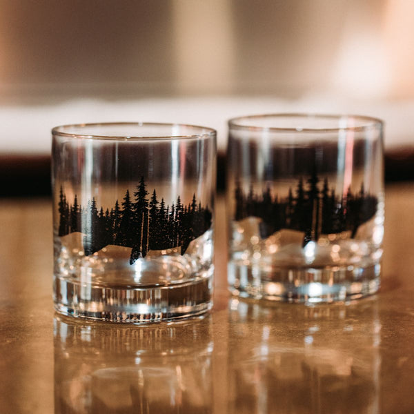 Forest Landscape Whiskey Glasses