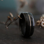 In-Stock Ring - (In-Stock) Weathered Jack Daniel's W/Centered Yellow Gold - Size 7/9 Mm Wide