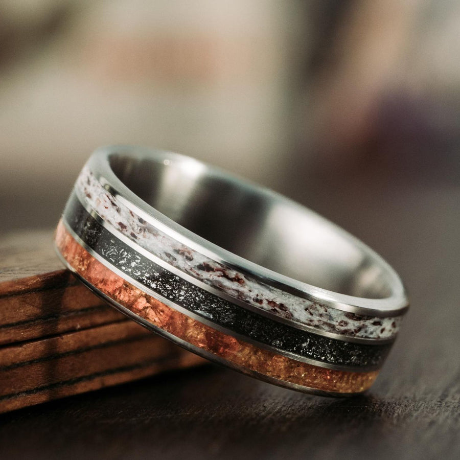 last-frontier-elk-meteorite-amber-mens-titanium-wedding-band